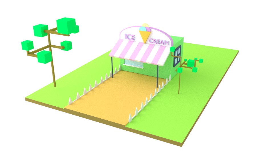 Low poly ice cream stand preview image 1